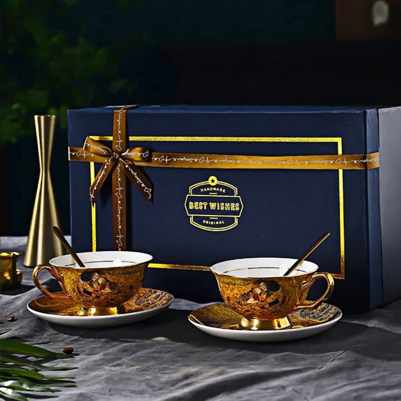 Coffee Tea And Sugar Set - Kraliyet Barok Tarzı Kemik Çini Kahve