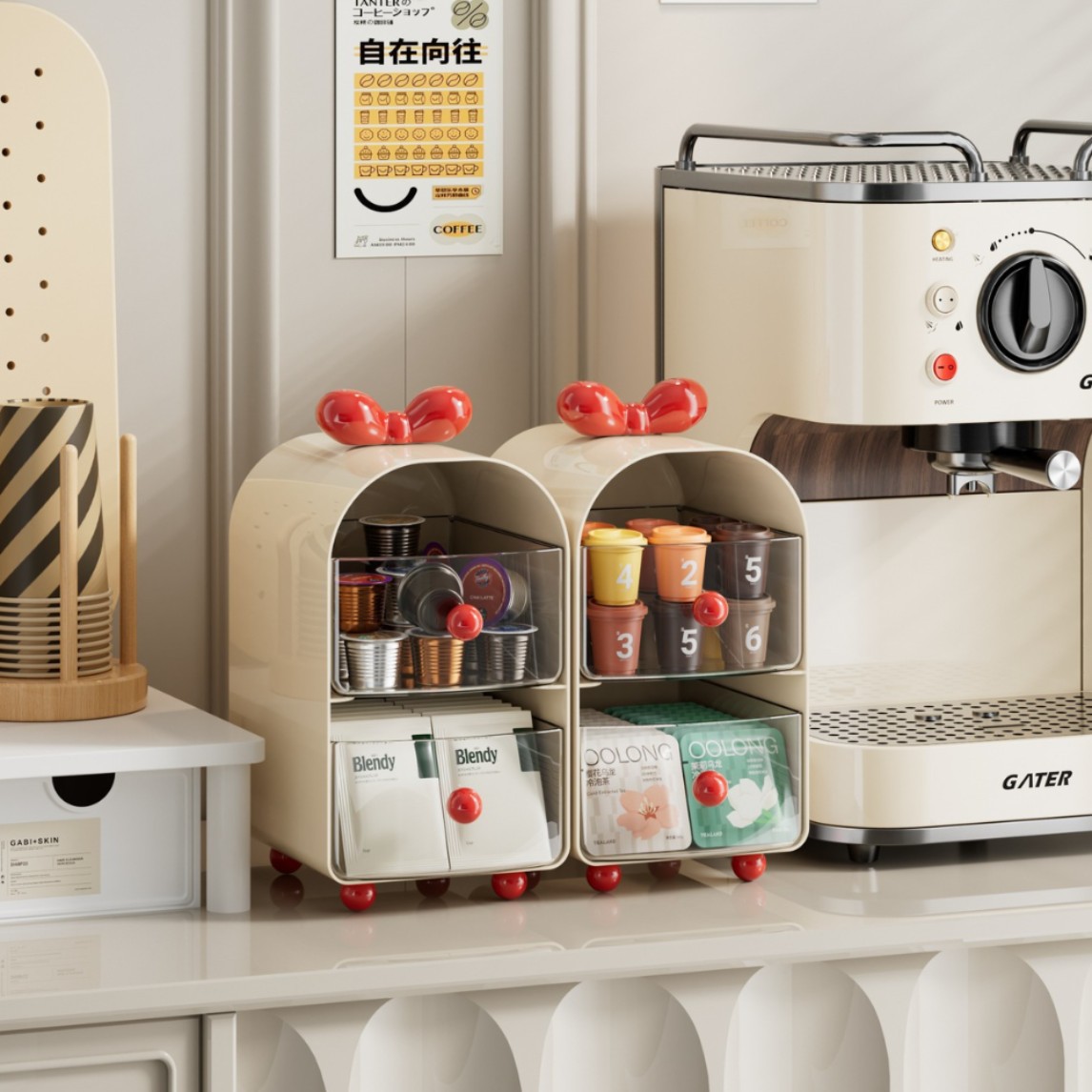 Coffee Tea Containers - Kremalı Kahve Kapsülü Düzenleyici, Çay Poşetleri,